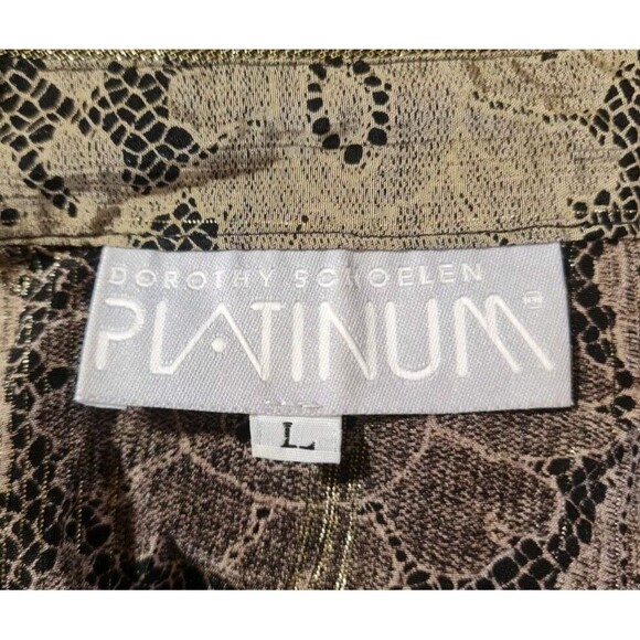 PLATINUM DOROTHY SCHOELEN Women Button Up Tunic Top Size L Floral Metallic 214P - Picture 4 of 6